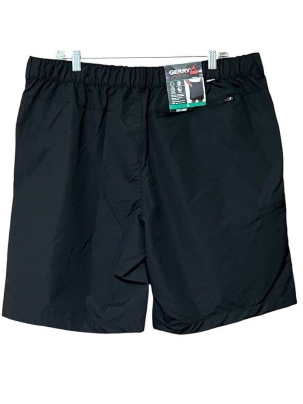 Gerry Men’s Tech Shorts Size 38 Black UPF 30+ Stretch Zip Pockets NWT
